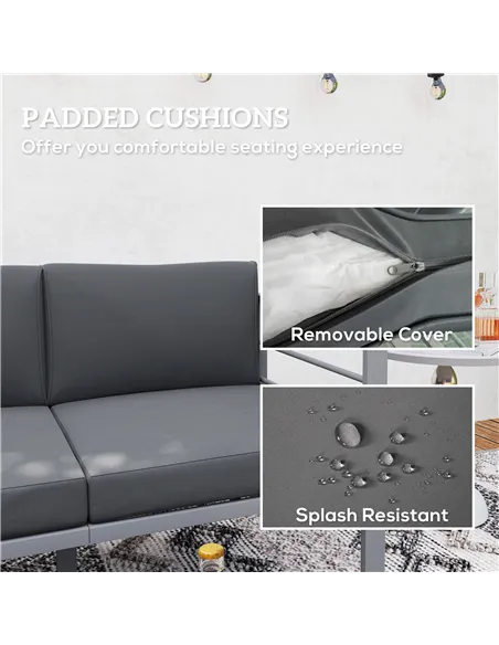 Outsunny Two-Seater Aluminium Garden Sofa - Grey