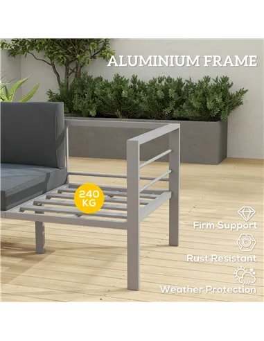 Outsunny Two-Seater Aluminium Garden Sofa - Grey