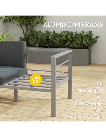 Outsunny Two-Seater Aluminium Garden Sofa - Grey