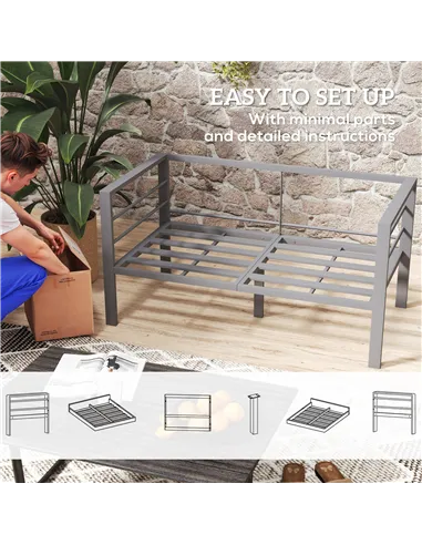 Outsunny Two-Seater Aluminium Garden Sofa - Grey