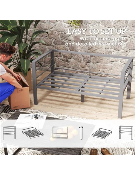 Outsunny Two-Seater Aluminium Garden Sofa - Grey