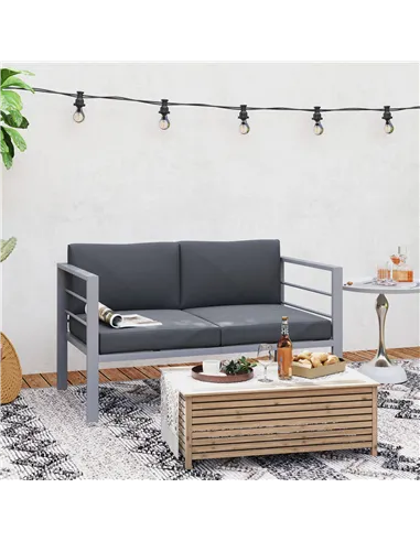 Outsunny Two-Seater Aluminium Garden Sofa - Grey