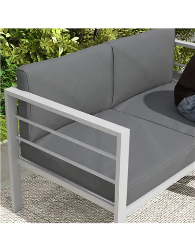 Outsunny Two-Seater Aluminium Garden Sofa - Grey