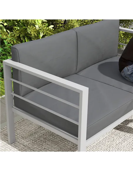Outsunny Two-Seater Aluminium Garden Sofa - Grey