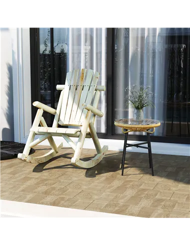 Outsunny 2 Piece Adirondack Chair Cedar Wood Ergonomic Rocking Chair Porch Rocker Garden Traditional - Burlywood