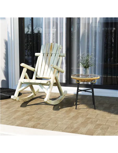 Outsunny 2 Piece Adirondack Chair Cedar Wood Ergonomic Rocking Chair Porch Rocker Garden Traditional - Burlywood