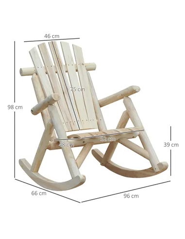 Outsunny 2 Piece Adirondack Chair Cedar Wood Ergonomic Rocking Chair Porch Rocker Garden Traditional - Burlywood