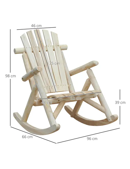 Outsunny 2 Piece Adirondack Chair Cedar Wood Ergonomic Rocking Chair Porch Rocker Garden Traditional - Burlywood