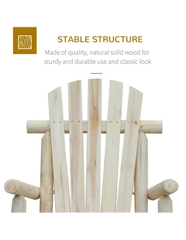 Outsunny 2 Piece Adirondack Chair Cedar Wood Ergonomic Rocking Chair Porch Rocker Garden Traditional - Burlywood