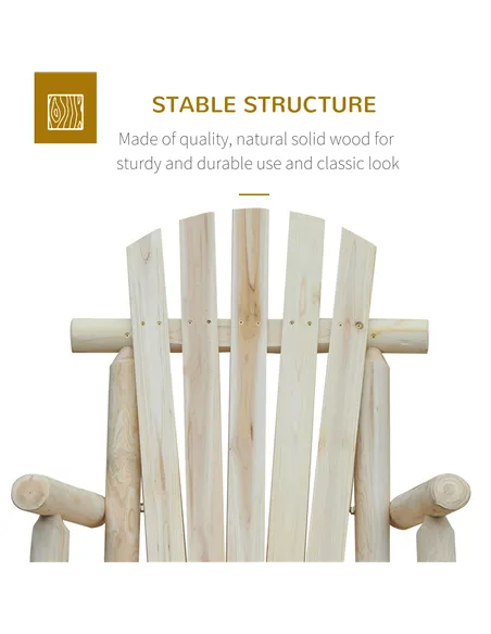 Outsunny 2 Piece Adirondack Chair Cedar Wood Ergonomic Rocking Chair Porch Rocker Garden Traditional - Burlywood