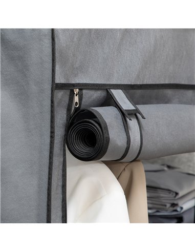 HOMCOM Rail and Six Shelf Fabric Wardrobe - Dark Grey