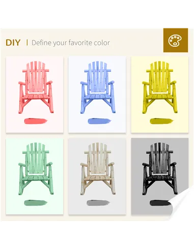 Outsunny 2 Piece Adirondack Chair Cedar Wood Ergonomic Rocking Chair Porch Rocker Garden Traditional - Burlywood