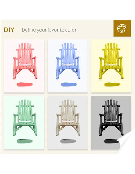 Outsunny 2 Piece Adirondack Chair Cedar Wood Ergonomic Rocking Chair Porch Rocker Garden Traditional - Burlywood