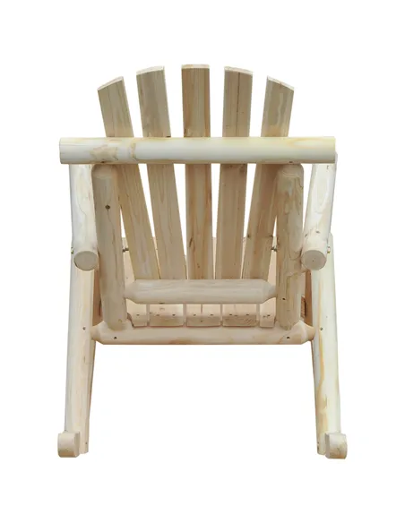 Outsunny 2 Piece Adirondack Chair Cedar Wood Ergonomic Rocking Chair Porch Rocker Garden Traditional - Burlywood