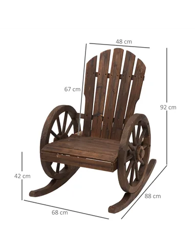 Outsunny 2 Piece Wooden Adirondack Rocking Chair Reclining Armchair Outdoor Garden Furniture Patio Porch Rocker - Carbonized Woo