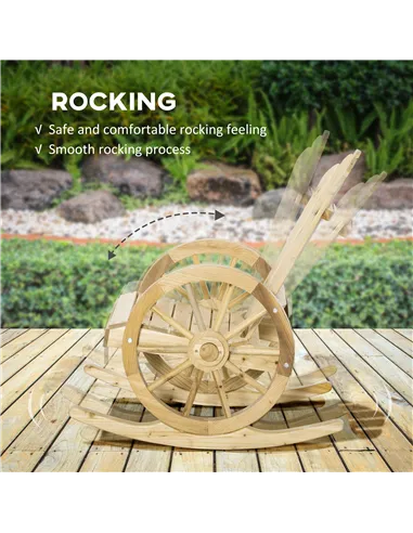 Outsunny 2 Piece Wooden Adirondack Rocking Chair Reclining Armchair Outdoor Garden Furniture Patio Porch Rocker - Natural