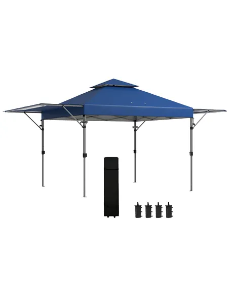 Outsunny 3 x 3m Height Adjustable Pop-Up Gazebo, with Accessories - Blue