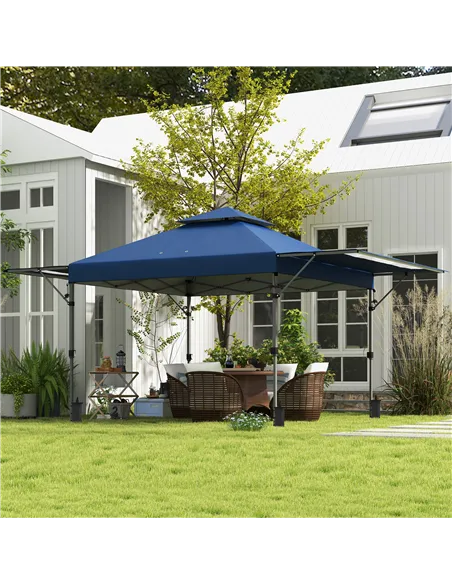 Outsunny 3 x 3m Height Adjustable Pop-Up Gazebo, with Accessories - Blue