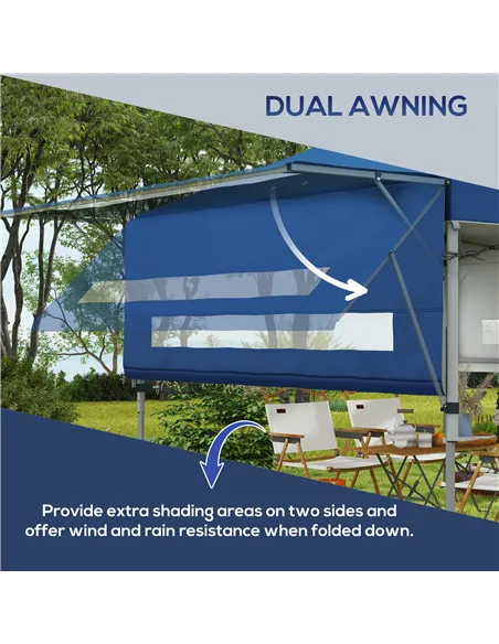Outsunny 3 x 3m Height Adjustable Pop-Up Gazebo, with Accessories - Blue
