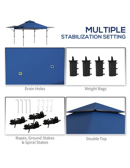 Outsunny 3 x 3m Height Adjustable Pop-Up Gazebo, with Accessories - Blue