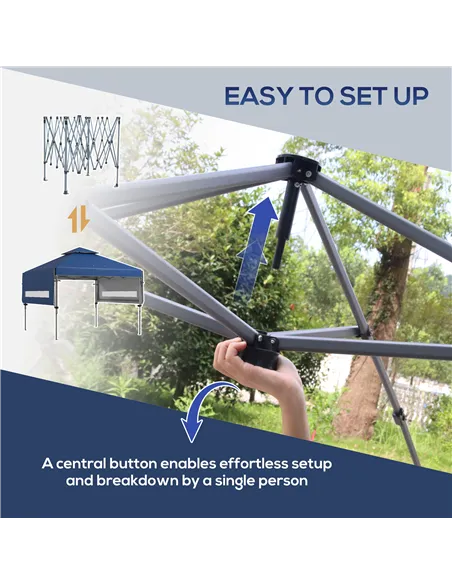 Outsunny 3 x 3m Height Adjustable Pop-Up Gazebo, with Accessories - Blue