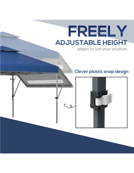 Outsunny 3 x 3m Height Adjustable Pop-Up Gazebo, with Accessories - Blue