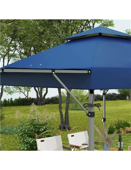 Outsunny 3 x 3m Height Adjustable Pop-Up Gazebo, with Accessories - Blue