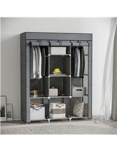 HOMCOM Fabric Wardrobe, with Rails and Shelves - Dark Grey 2