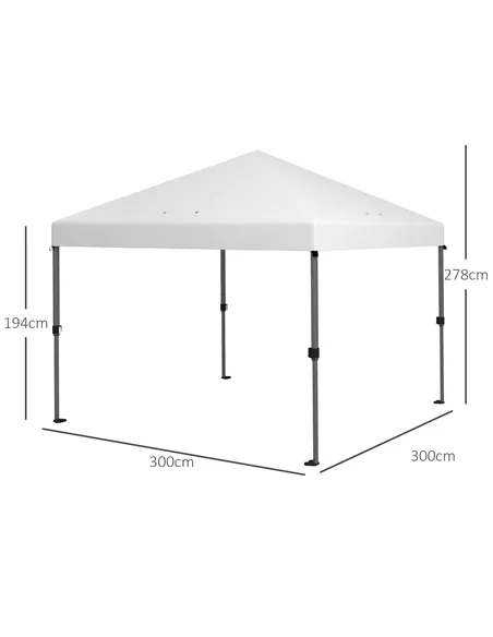 Outsunny 3 x 3m Pop-Up Gazebo, with Accessories - White