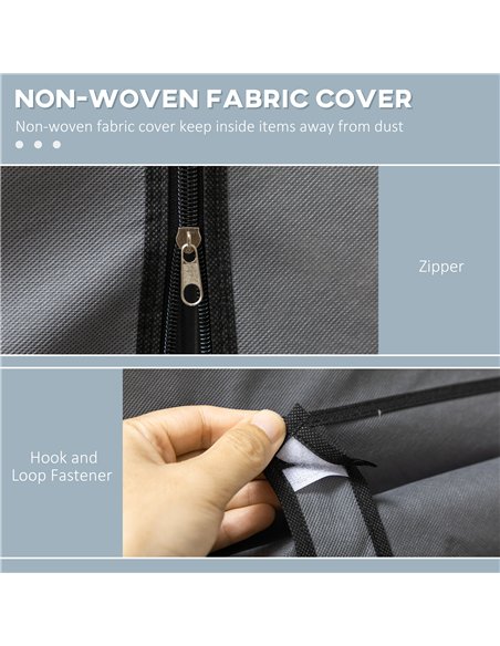 HOMCOM Fabric Wardrobe, with Rails and Shelves - Dark Grey