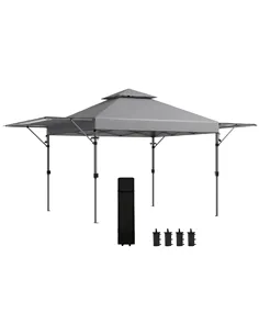 Outsunny 3 x 3m Height Adjustable Pop-Up Gazebo, with Accessories - Grey