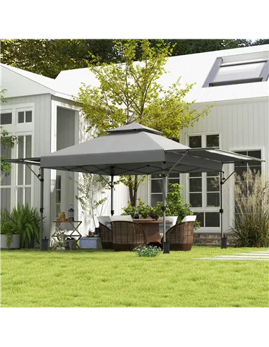Outsunny 3 x 3m Height Adjustable Pop-Up Gazebo, with Accessories - Grey