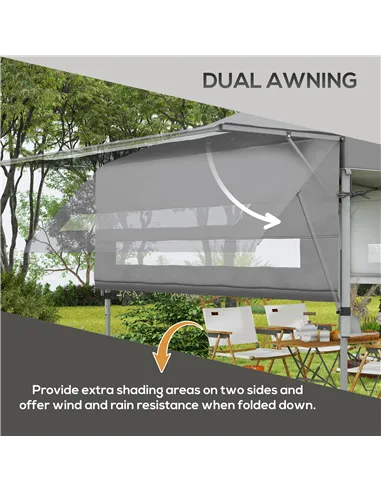 Outsunny 3 x 3m Height Adjustable Pop-Up Gazebo, with Accessories - Grey