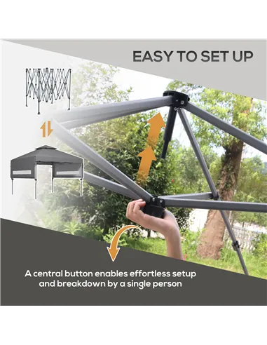 Outsunny 3 x 3m Height Adjustable Pop-Up Gazebo, with Accessories - Grey