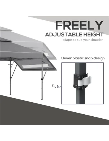 Outsunny 3 x 3m Height Adjustable Pop-Up Gazebo, with Accessories - Grey