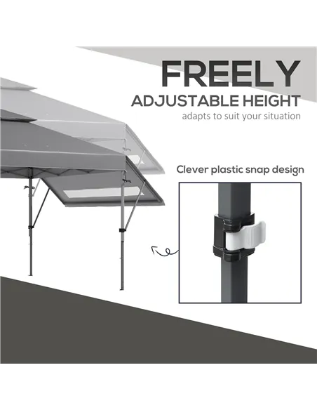 Outsunny 3 x 3m Height Adjustable Pop-Up Gazebo, with Accessories - Grey