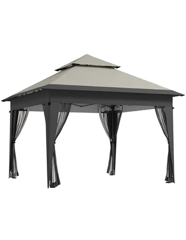 Outsunny 3 x 3(m) Pop Up Gazebo with Mosquito Netting, 1 Person Easy up Marquee Party Tent with 1-Button Push, Double Roof, Carr