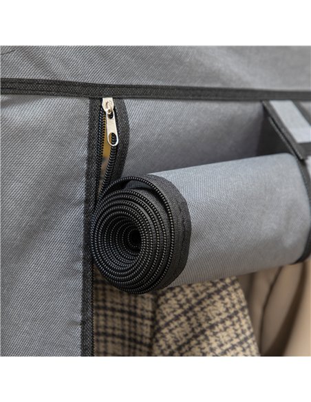 HOMCOM Fabric Wardrobe, with Rails and Shelves - Dark Grey