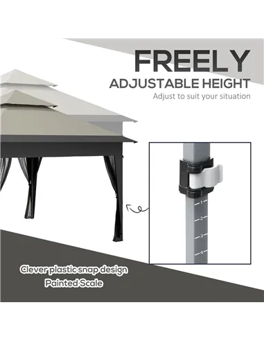 Outsunny 3 x 3(m) Pop Up Gazebo with Mosquito Netting, 1 Person Easy up Marquee Party Tent with 1-Button Push, Double Roof, Carr