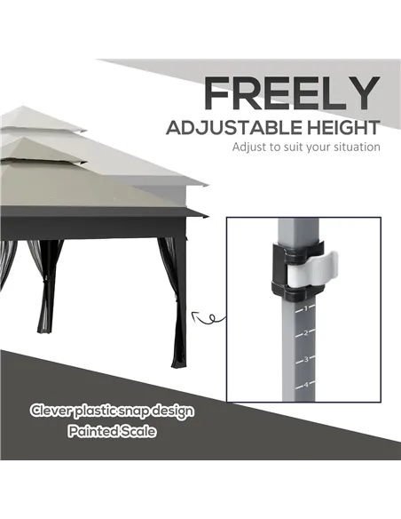 Outsunny 3 x 3(m) Pop Up Gazebo with Mosquito Netting, 1 Person Easy up Marquee Party Tent with 1-Button Push, Double Roof, Carr