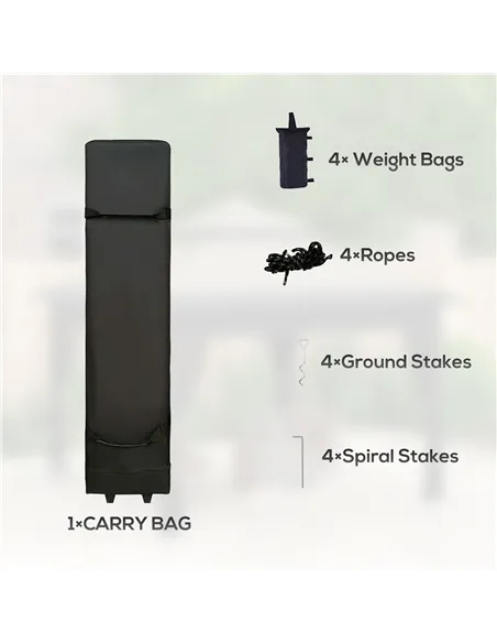 Outsunny 3 x 3(m) Pop Up Gazebo with Mosquito Netting, 1 Person Easy up Marquee Party Tent with 1-Button Push, Double Roof, Carr