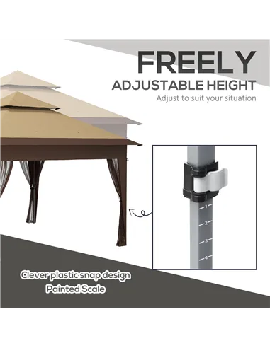 Outsunny 3 x 3(m) Pop Up Gazebo with Mosquito Netting, 1 Person Easy up Marquee Party Tent with 1-Button Push, Double Roof, Carr