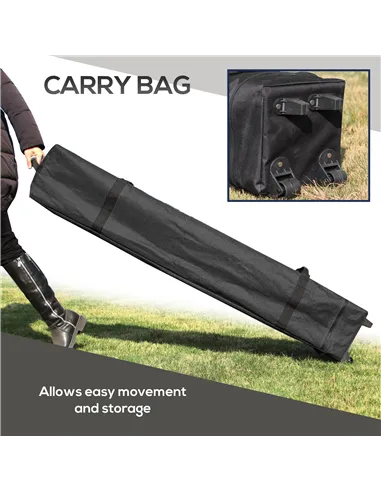 Outsunny 3 x 3(m) Pop Up Gazebo with Mosquito Netting, 1 Person Easy up Marquee Party Tent with 1-Button Push, Double Roof, Carr