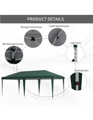 Outsunny 6 x 3 m Pop-Up Steel Frame Gazebo - Green