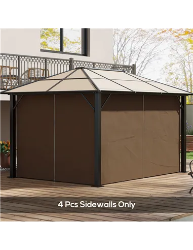 Outsunny 4 Pack Replacement Gazebo Curtains Privacy Panel for Most 3 x 4m Gazebo Canopy Pavillion Outdoor Shelter Sidewalls Acce