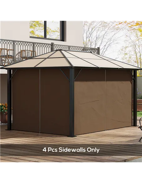 Outsunny 4 Pack Replacement Gazebo Curtains Privacy Panel for Most 3 x 4m Gazebo Canopy Pavillion Outdoor Shelter Sidewalls Acce