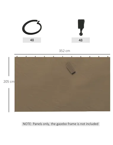 Outsunny 4 Pack Replacement Gazebo Curtains Privacy Panel for Most 3 x 4m Gazebo Canopy Pavillion Outdoor Shelter Sidewalls Acce