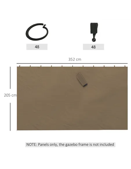 Outsunny 4 Pack Replacement Gazebo Curtains Privacy Panel for Most 3 x 4m Gazebo Canopy Pavillion Outdoor Shelter Sidewalls Acce