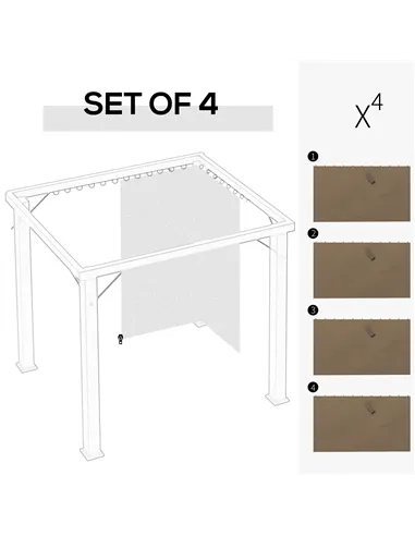 Outsunny 4 Pack Replacement Gazebo Curtains Privacy Panel for Most 3 x 4m Gazebo Canopy Pavillion Outdoor Shelter Sidewalls Acce