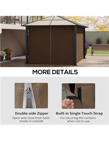 Outsunny 4 Pack Replacement Gazebo Curtains Privacy Panel for Most 3 x 4m Gazebo Canopy Pavillion Outdoor Shelter Sidewalls Acce